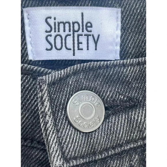 NWT Simply Society Womens Straight Super High Rise Distressed Jeans Black 5/27 - Picture 6 of 13